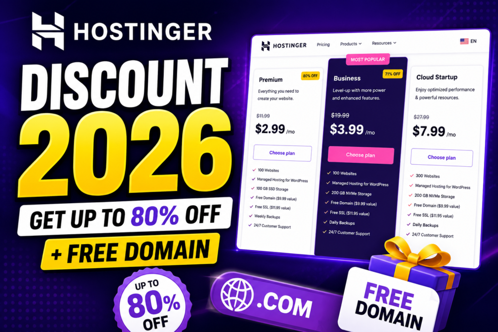Hostinger Discount 2026: Get Up to 80% Off + Free Domain